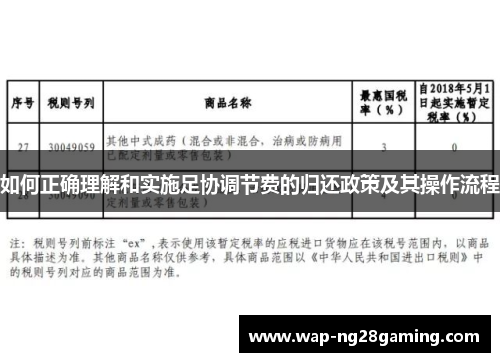 如何正确理解和实施足协调节费的归还政策及其操作流程 如何正确理解和实施足协调节费的归还政策及其操作流程