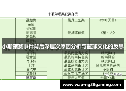 小斯禁赛事件背后深层次原因分析与篮球文化的反思 小斯禁赛事件背后深层次原因分析与篮球文化的反思