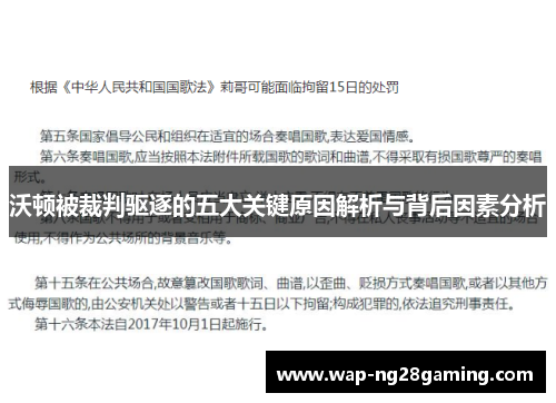 沃顿被裁判驱逐的五大关键原因解析与背后因素分析 沃顿被裁判驱逐的五大关键原因解析与背后因素分析